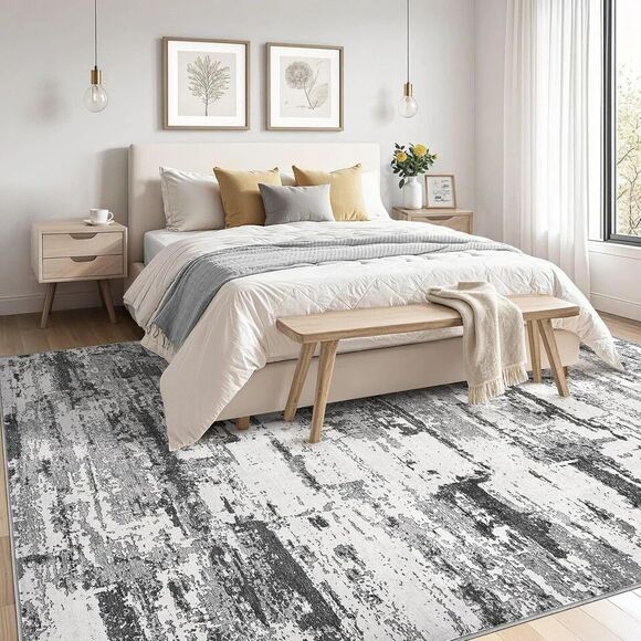 VK VK·LIVING 5'x7' Area Rugs 5'x7' Washable Rug 5'x7' 5' x 7' Light-grey‎  NEW - Picture 3 of 6